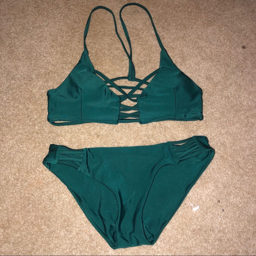 dark green full bikini set